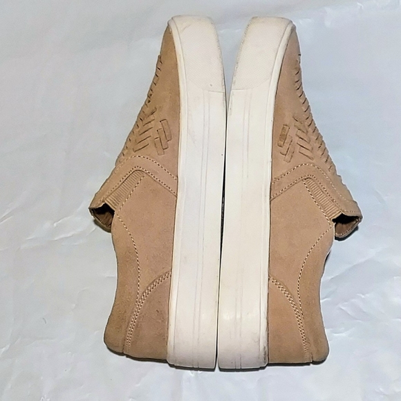 Marc Fisher Tan Suede Basket Weave Slip Ons - Picture 3 of 7